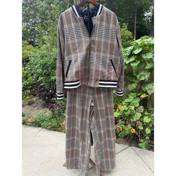 Nina Parker Pants - Nina Parker Macy's Plaid Bomber Jacket Wide Leg Pants Set 2X 20W Plus